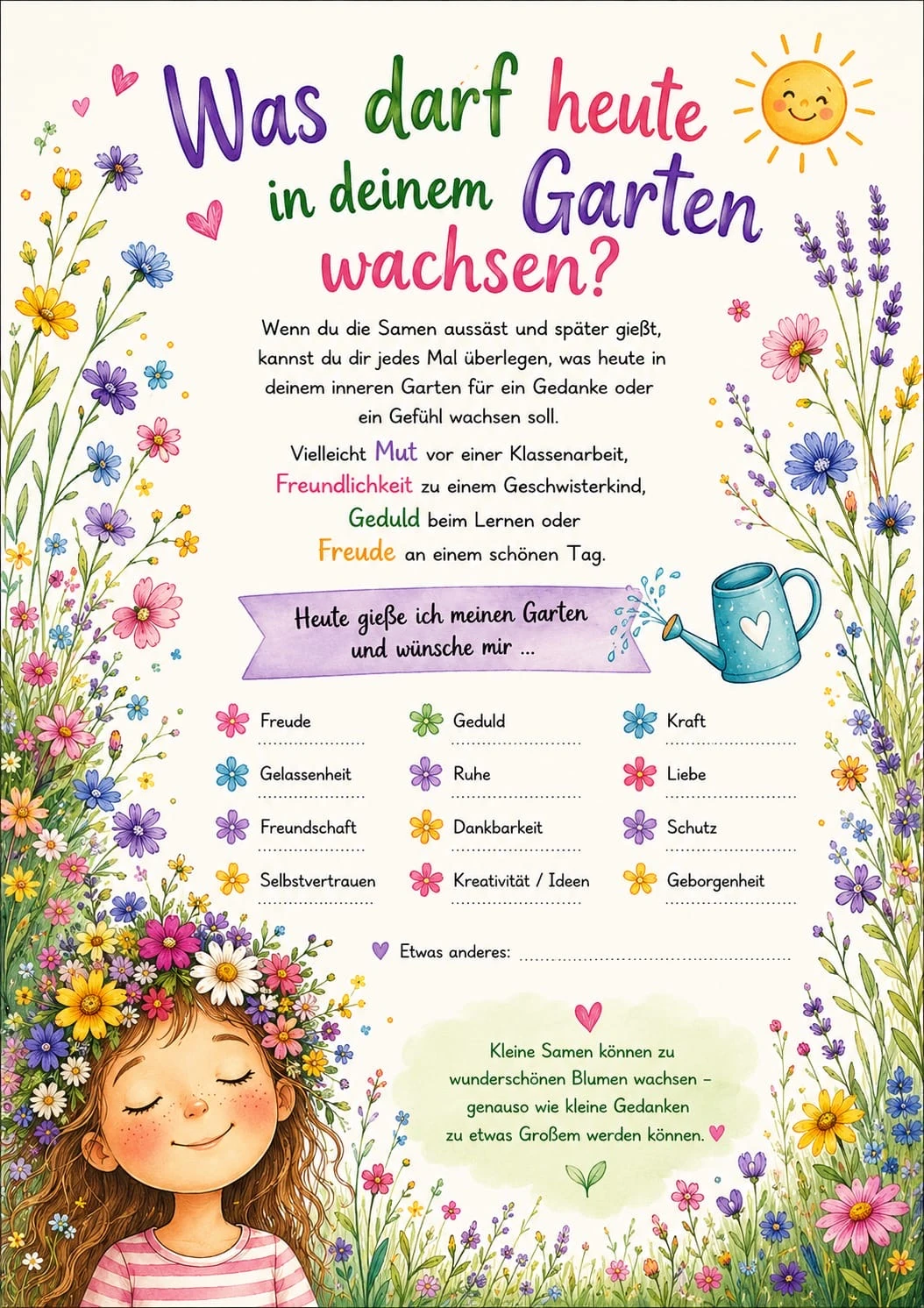 Blumengarten-Impuls für gute Gedanken, Kraft und kleine Glücksmomente